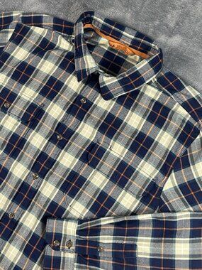 Basin + Range Shirt Blue Tan Flannel L/S Button Up Men's XXL Soft Outdoor Hiking